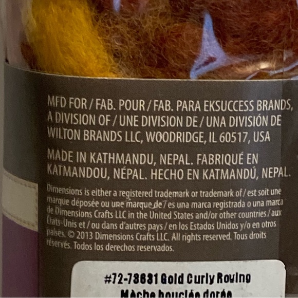 12 Dimensions FeltWorks 100% Wool Gold Curly Roving 0.25oz Needle Felting Crafts - Picture 7 of 15